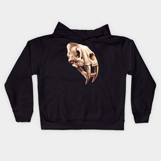 Smilodon Skull Kids Hoodie by Pip Tacla